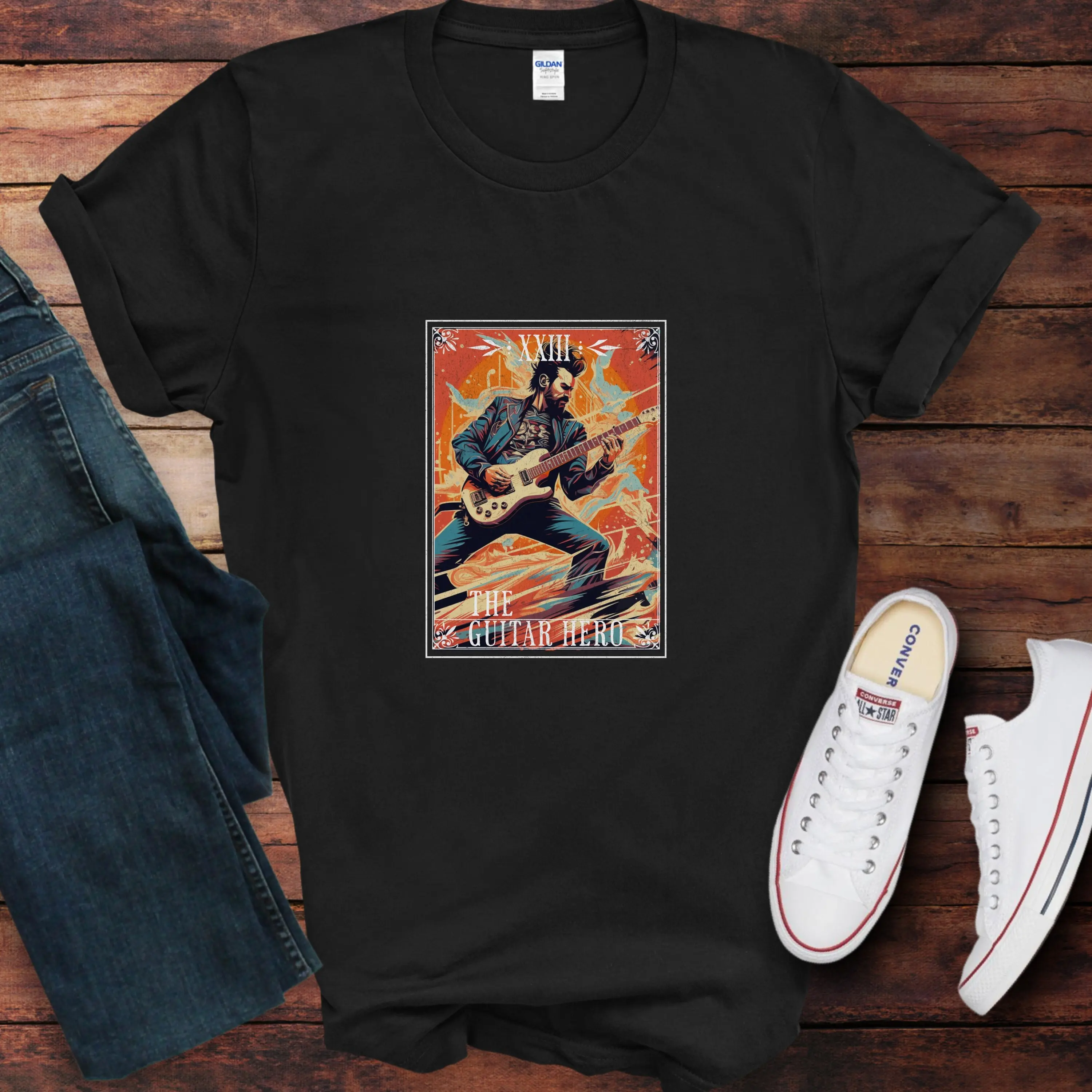 T-Shirt Guitar Hero Tarot, Regalo Per Giocatori Di Chitarra, Musicisti