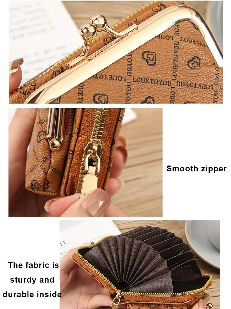 Ladies Wallets Fashion Zipper Card Holder Wallet Coin Pocket Leather Print Minimalist Purse Key Case carteras women wallet