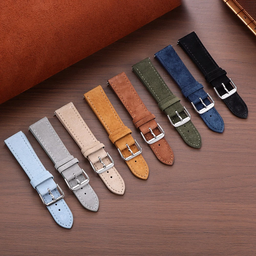 Premium Suede Leather Watch Strap - Quick Release, Multi-Color Options