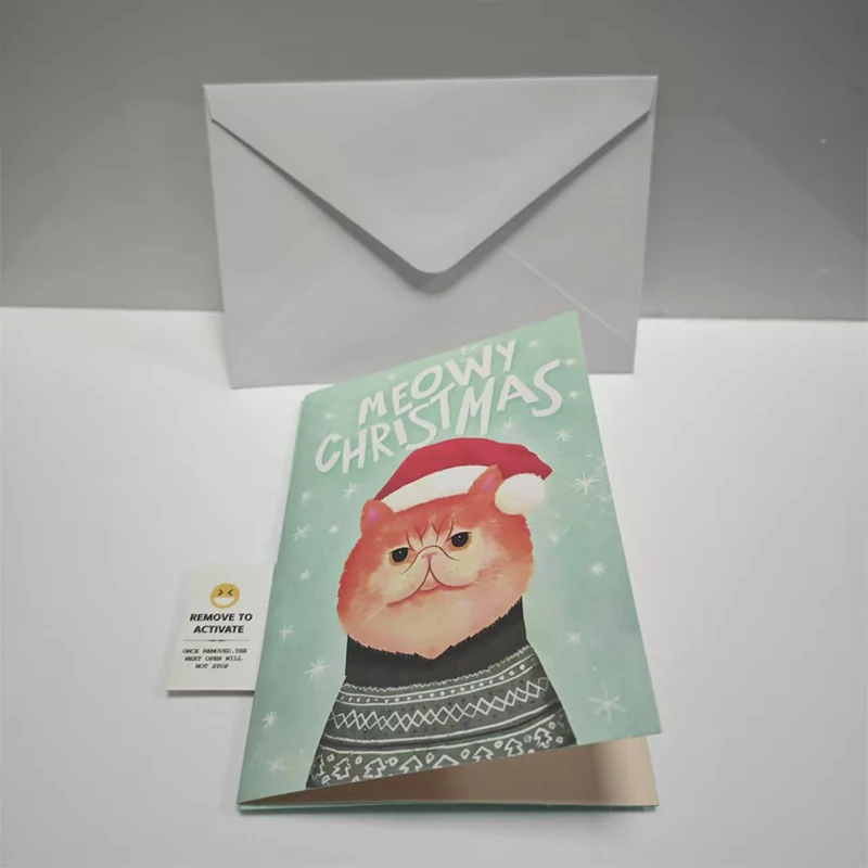 Kreative Katze miauen Weihnachtskarte Endless Meowy Musikkarte Süße Katze Weihnachtskarte Neujahr Postkarten Kindergeschenke 2026 – Detail 5