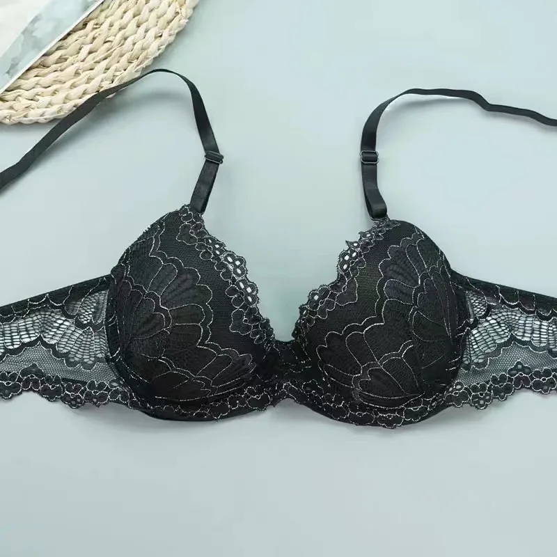 Bras for Women Sexy Lace push up Bra Thin Mold Full Cup Bralettes Underwire Seamless Comfortable Bras Polyester Bralette
