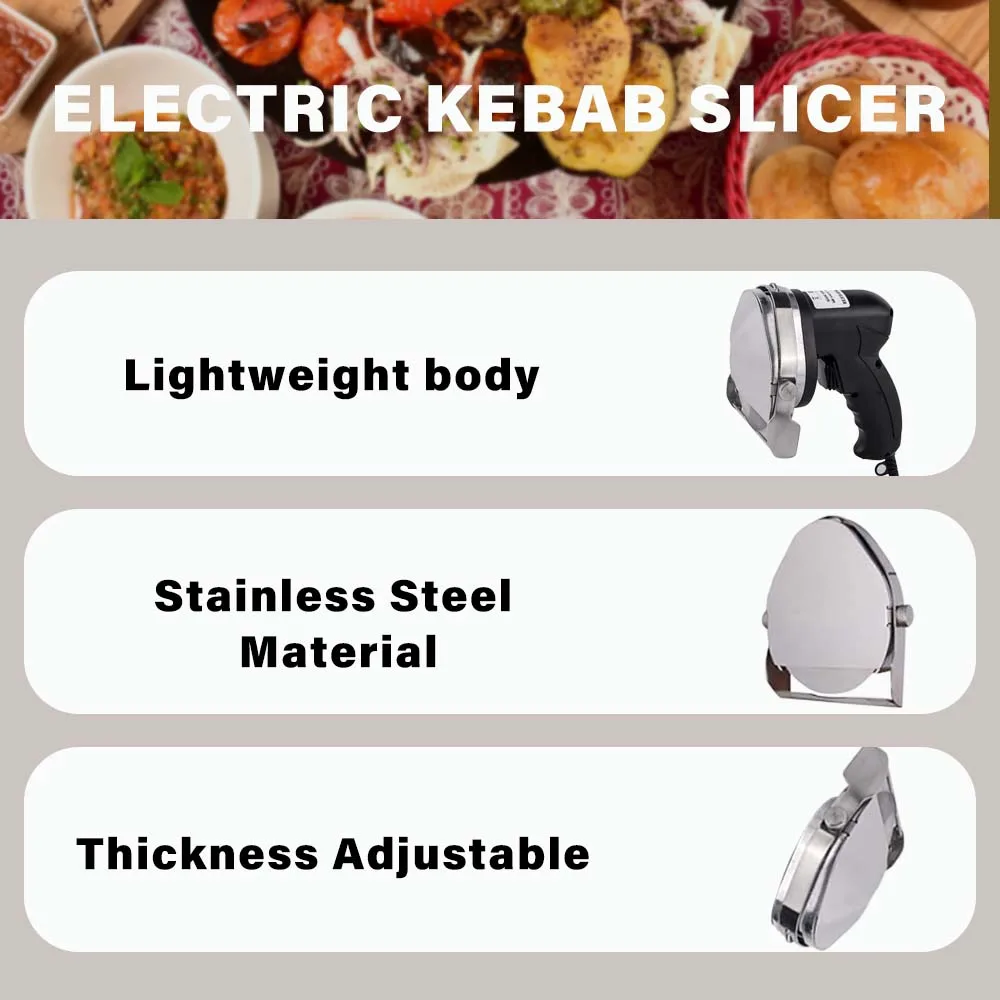 KS100E Electric Kebab Meat Slicer Electric Kebab Knife Meat Slicer Shaver for Cutting Shawarma Doner Kebab 6