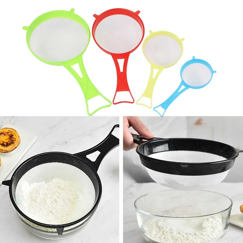 4Pcs/Set Multi Color Flour Sieve Plastic Kitchen Strainer Sieve Multi