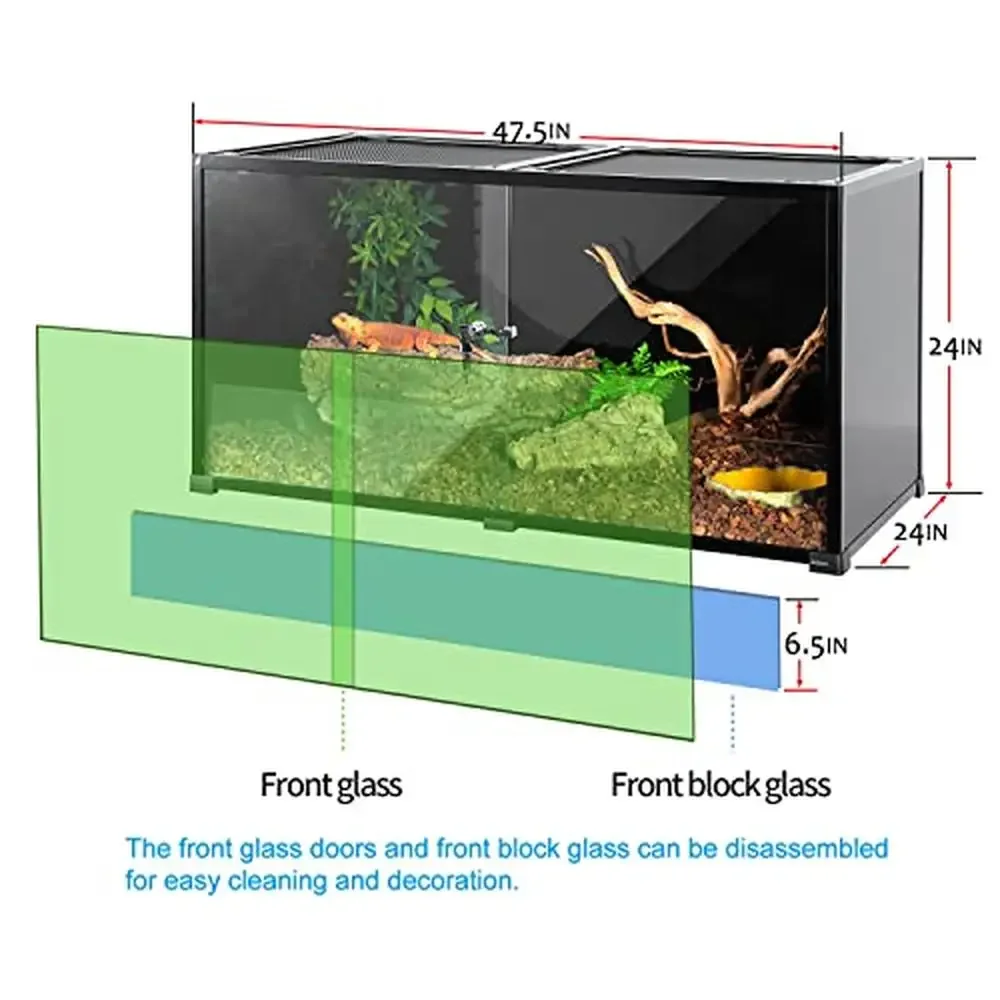 Large Reptile Terrarium Tank 120 Gallon Eco-Tank with Security