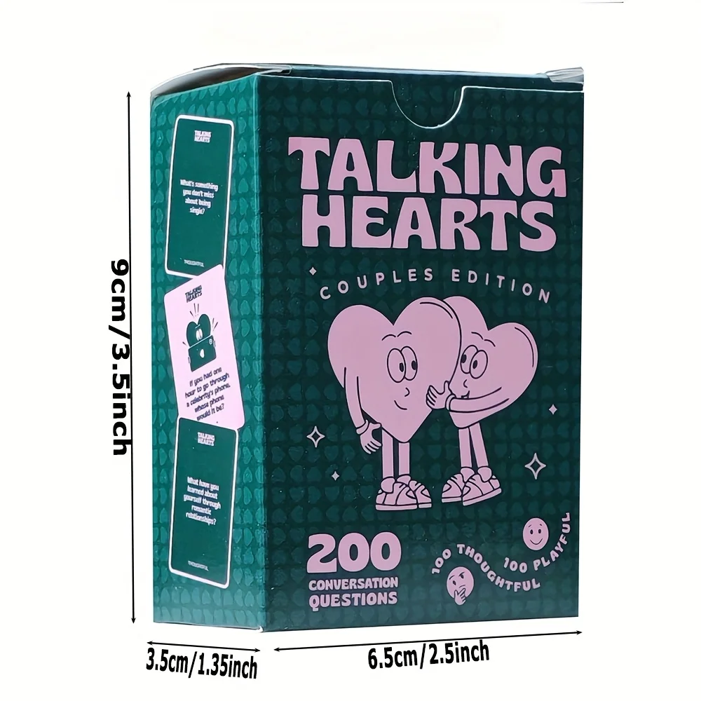 Talking Hearts Conversation Cards Couples Card Game Date Nights Travel Adventures 200 Questions 2 Wild Cards
