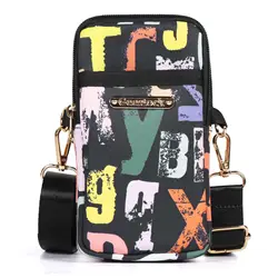 Versatile Crossbody Bag and Armband Wallet (Black Letter Print)