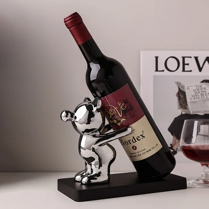 

Violent Bear Red Wine Rack Decoration Light Luxury Wine Cabinet Decoration Home Living Room Dinner Side Cabinet TV Cabinet Decor