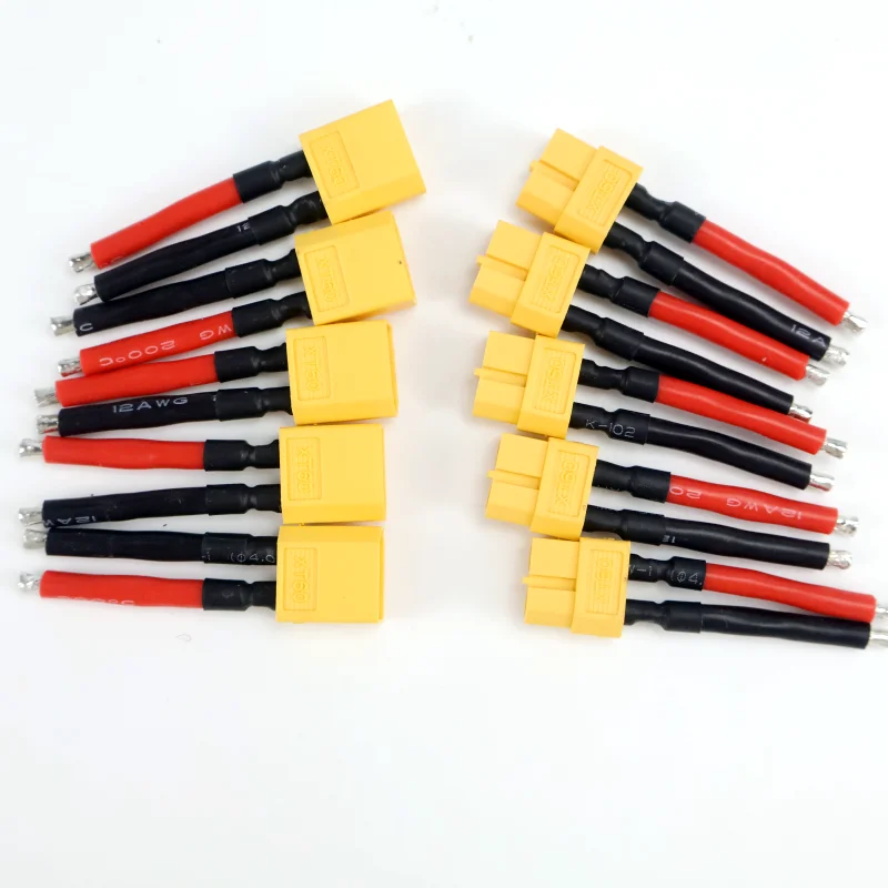 10/20 ชิ้น ขั้วต่อ XT60 ขนาด 5 ซม. แบบตัวเมียและตัวผู้ พร้อมสายซิลิโคน 12AWG สำหรับสายแบตเตอรี่ลิโพ RC โดรน 1