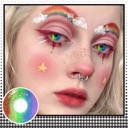 Enhance Your Look with Red Cosplay Colored Contact Lenses for Parties and Role Play (Colorful Day)