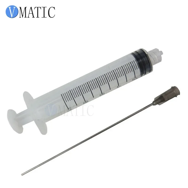 Non Sterilized 10ml/cc Plastic Syringe 16G Luer Lock Dispensing Needle Tips 9.5cm 95mm Tubing Length 10 Sets