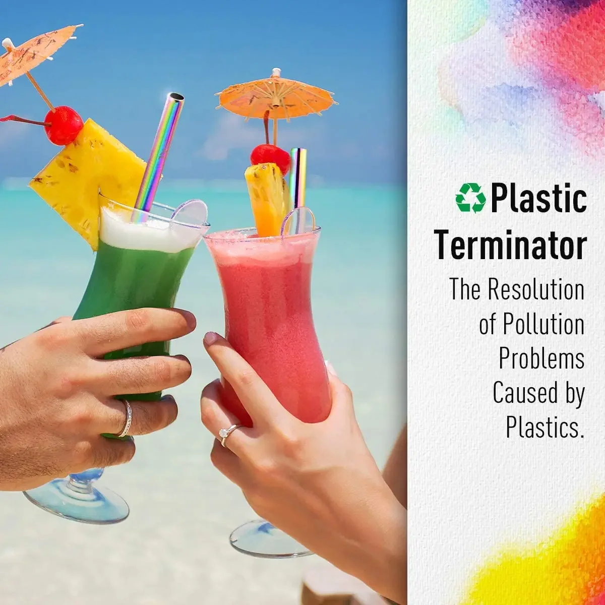 Eco-Friendly Stainless Steel Reusable Straw Set with Cleaning Brushes