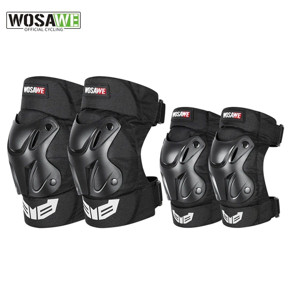WOSAWE Motorcycle Knee Elbow Pads Adjustable Sports Protective Gear Sets For Biking, Racing, Skiing, Skateboard, Scooter (Black Elbow & Knee Pads - View #9