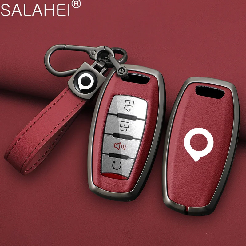Leather Car Remote Key Case Cover For Great Wall Ower GWM P Series Pickup 2019 2020 Great Wall POER Truck Keychain Accessories