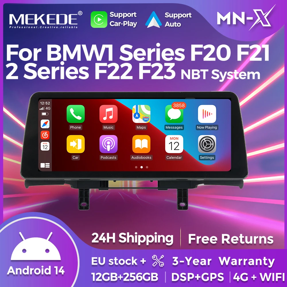 MEKEDE 12,3 "Android 14 Radio de coche inalámbrica Carplay Auto para BMW 1 serie F20 F21 2 serie F23 navegación GPS 4G WIFI DSP estéreo 1