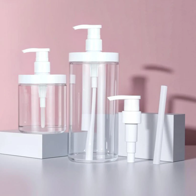 Premium Refillable Wide Mouth Pump Bottle Dispenser for Travel and Shower Soap Storage (500/1000ml)