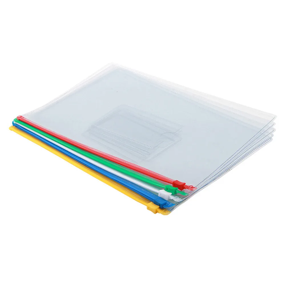 10Pcs 투명 재사용 가능한 지퍼 파일 가방 A4 방수 PVC 편지지 주최자 사무실 학교 청구서 용 휴대용 문서 가방