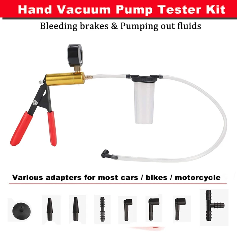 Hand Held Vacuum Pump Tester Brake Bleeder Kit Brake Clutch Fluid Bleeding Tool Set with Adapters for Motorcycle Automotive tool 2