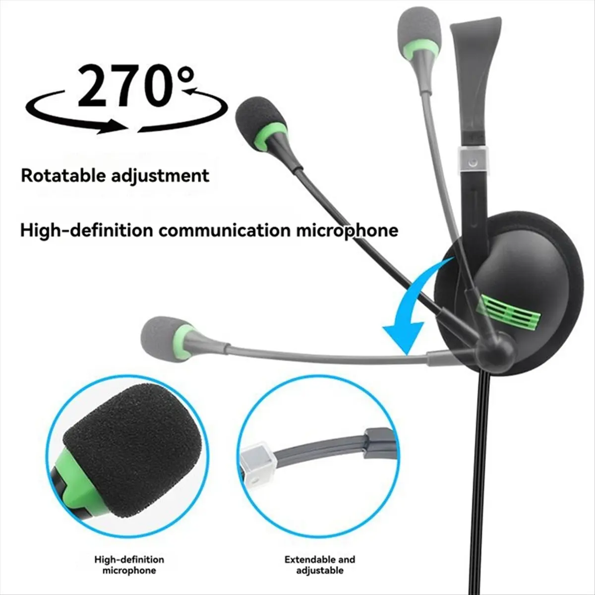 (A26M) 3.5mm 유선 헤드폰(마이크 포함) 노이즈 캔슬링 헤드셋 노트북 PC 컴퓨터용 USB 이어폰