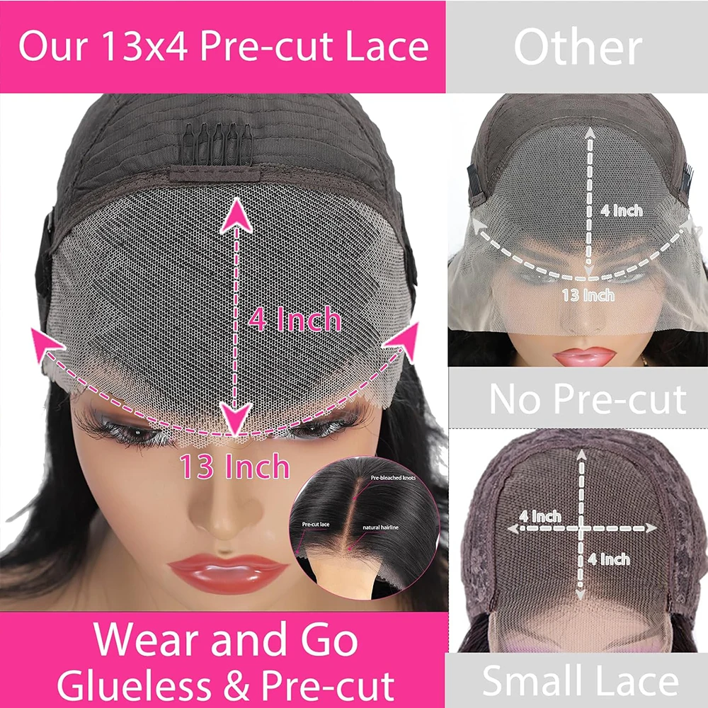 13x4 HD Bone Straight Lace Frontal Bob Wig Human Hair 100% Short Bob Glueless Wig Human Hair 250% Straight Lace Front Bob Wigs