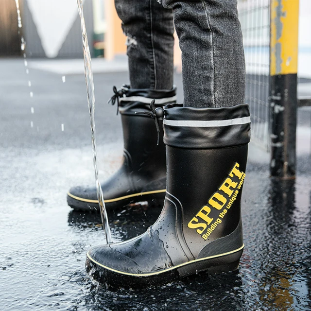 Zapatos de lluvia de goma para hombre, botas de agua medianas, botas de  pesca antideslizantes para exteriores, zapatos impermeables para hombre -  AliExpress