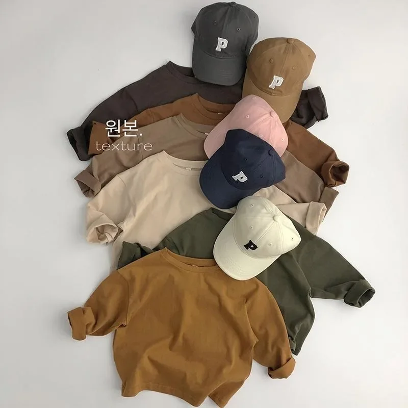INS Baby Boys Basic Tee Long Sleeve T-shirts Pure Cotton Baby Girl Tops Kids T-shirt Cotton Spring Tee Shirts Baby Boy Clothes 3