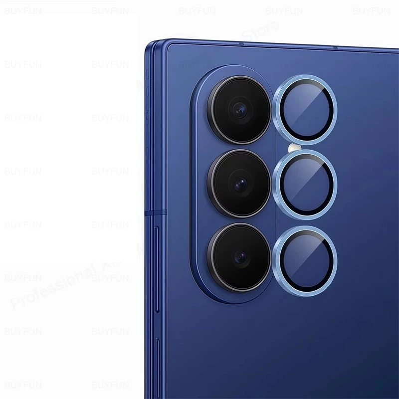 Clear Tempered Glass Camera Protector Case with Metal Ring - Rear Lens Cap for Samsung Galaxy Z Fold Series