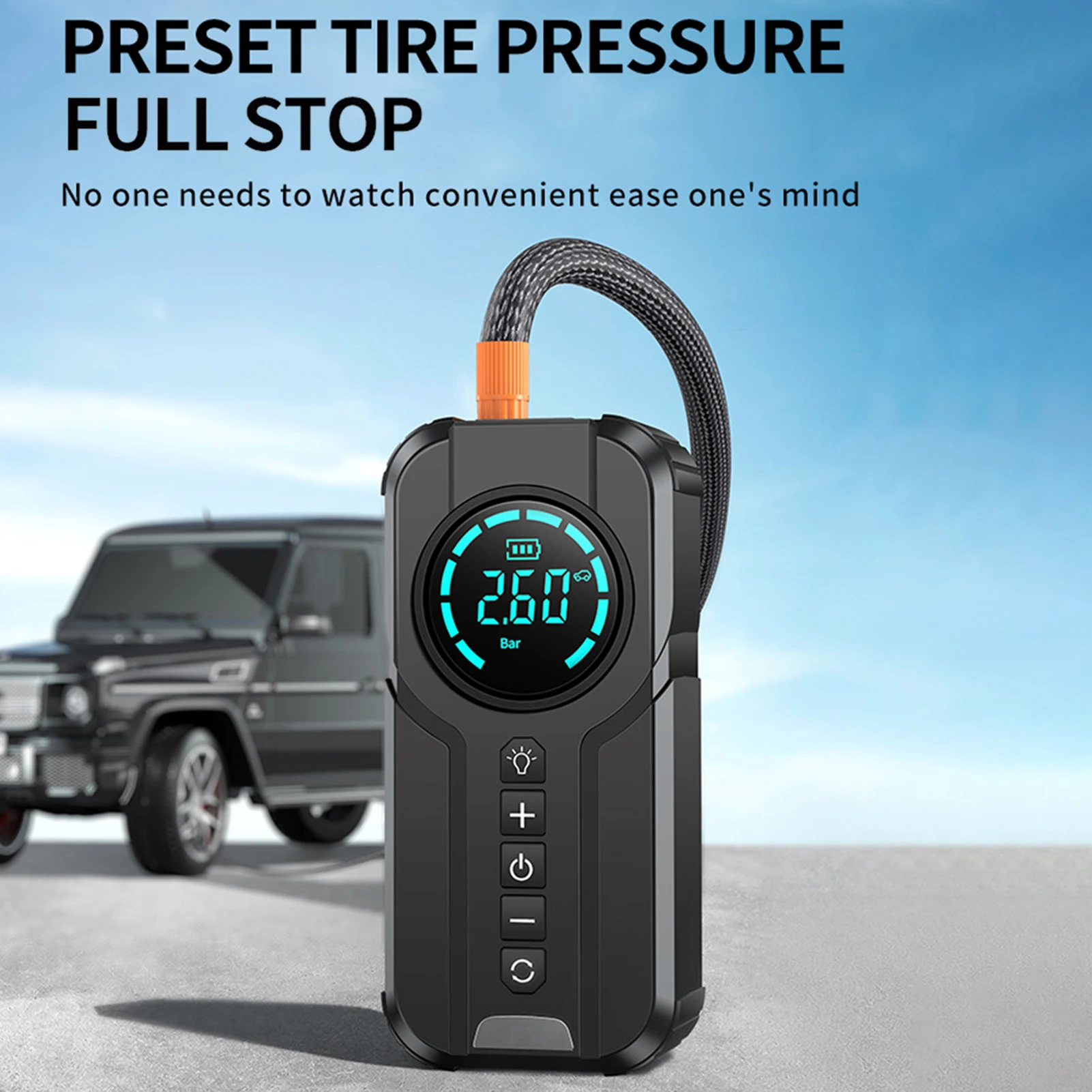 Jump Starter with Air Compressor, 1000A Portable Battery Booster with 150 PSI Tire Inflation 6000mAh Jump Starter for Car Off-ro