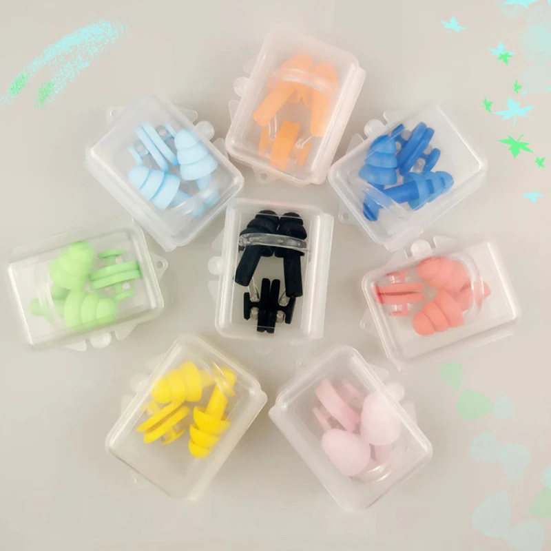Waterproof Soft Silicone Swimming Nose Clip Ear Plugs Set Earplugs Pool Accessories Surfing Diving Water Sports Swim Supplies 4