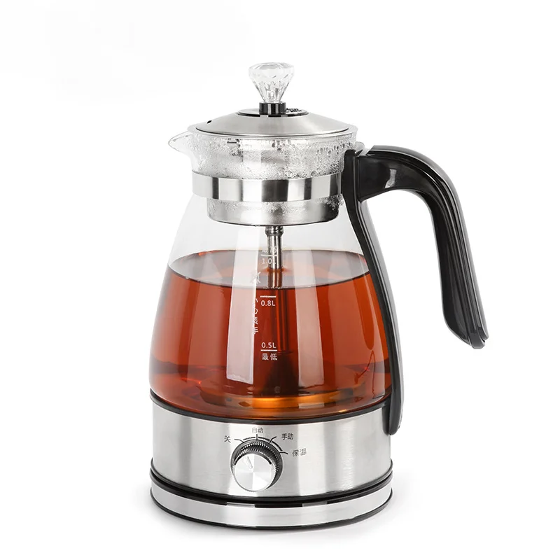 

1L Electric Fully Kettle Coffee Tea Maker Thermos Black Pu 'er Glass Tea Maker Automatic Steam Spray Teapot Kettles Health