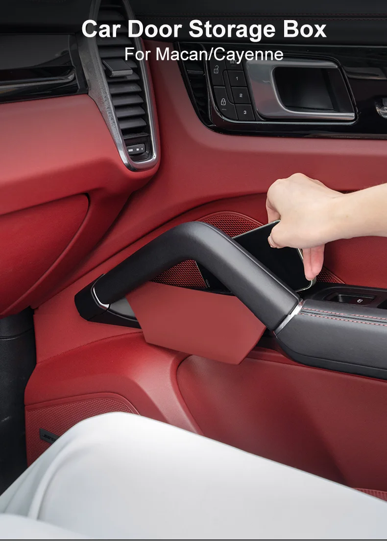 Für Porsche Cayenne Macan Auto Türgriff Lagerung Box Vorne Hinten Tür Organizer Schlüssel Telefon Halter LHD Auto Innen Zubehör – Detail 1