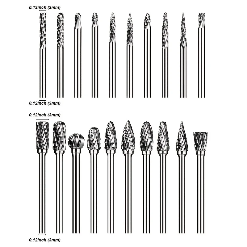 카바이드 버 세트 다이 그라인더 Dremel 용 로타리 도구 Rasp 나무 조각 비트 금속 연삭 조각 절단 트리밍 포팅
