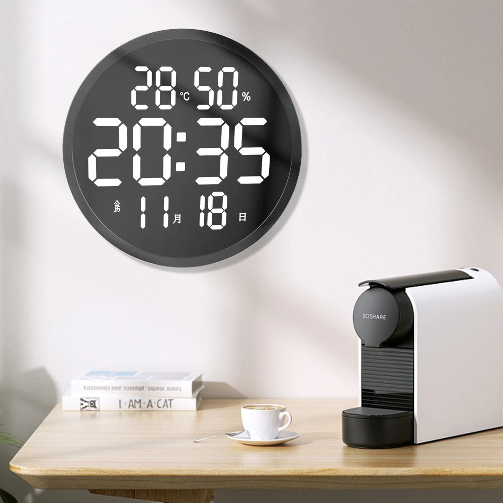 

12-дюймовый умный пульт дистанционного управления яркостью Светодиодные настенные часы будильник для друзей с календарем Температура Влажность домашний Декор подарок