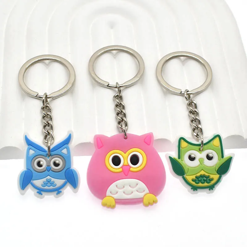 1 Piece New Cute Owl Keychain Charms Cartoon Key Ring Gift Women