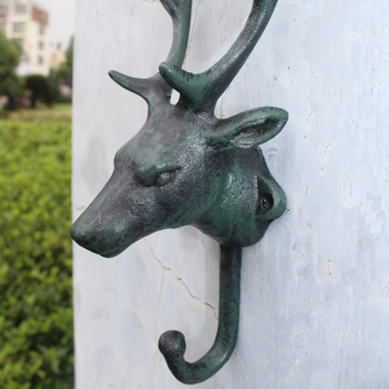 European and American Rural Retro Hooks Cast Iron Handicrafts Wall Decoration Deer Head Decorative Hooks