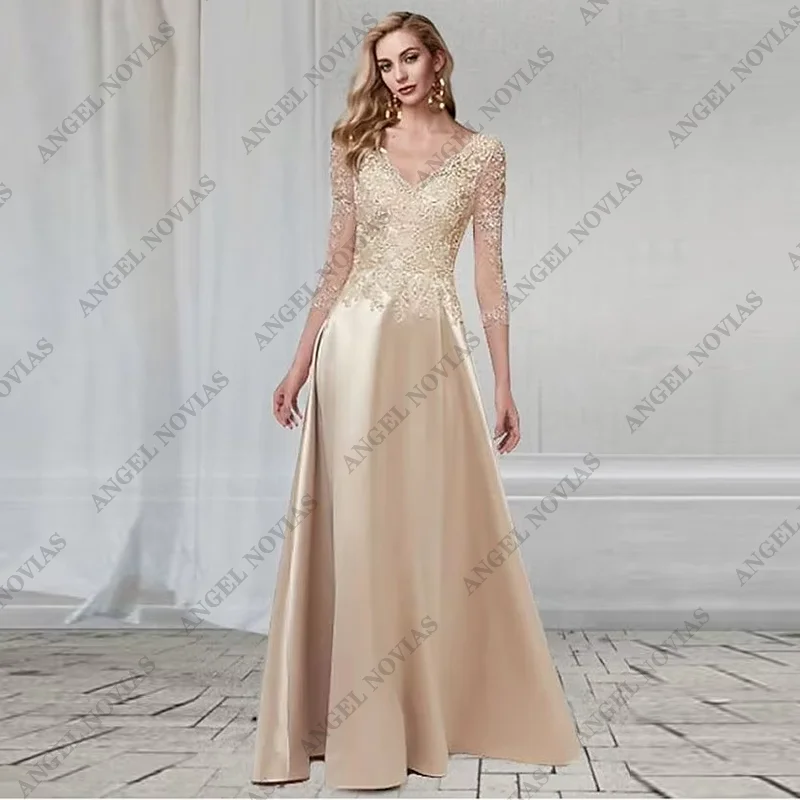 Champagne Mother of the Bride Dresses Robes Invitee Mariage vestidos de fiesta elegantes Wedding Party Dresses mother bride dresses women party dresses