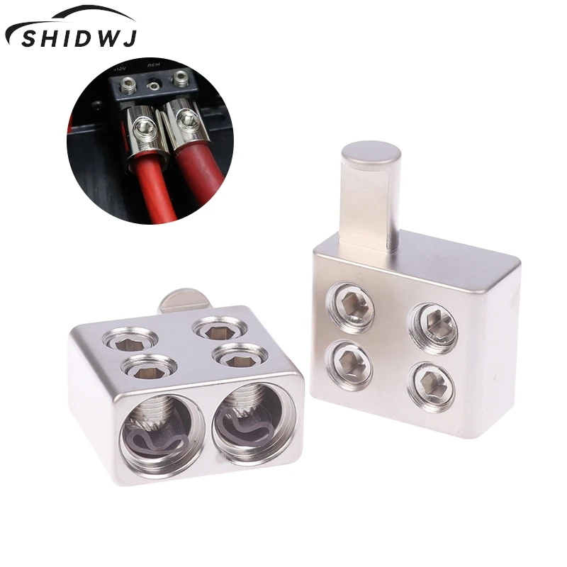 1 Pair Car Audio Splitter Wire Power Supply Terminal Audio Amplifier Dual 1/0 Gauge To 1/0 Gauge Amp Input Reducers Discharge