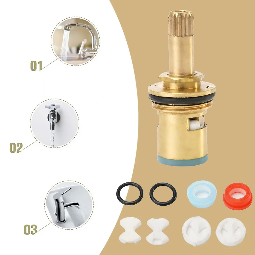 Kitchen Tap Valve Spool Ceramic Disc Silicon Washer Gasket Insert 1/2'' Bathroom Replacement Opening Valve Water Tap Accessories