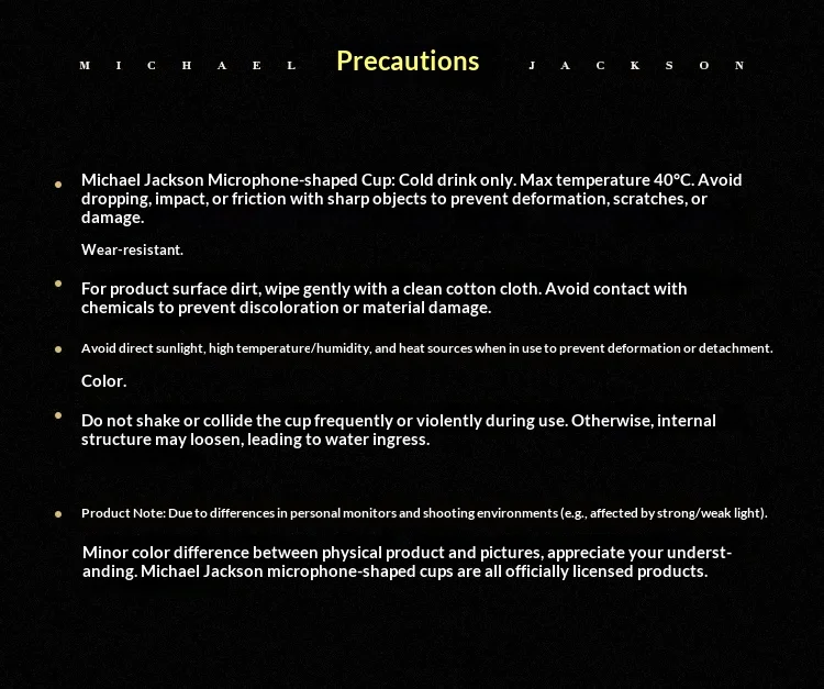 Michael Jackson Water Cup Microphone-Shaped Cold Water Cup Creative Collectible Gift