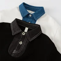 Baby Girl Boy Solid Color Hoodie Infant Toddler Child Turn Down Collar Top Autumn Long Sleeve Pullover Baby Clothes 12M-5Y 4