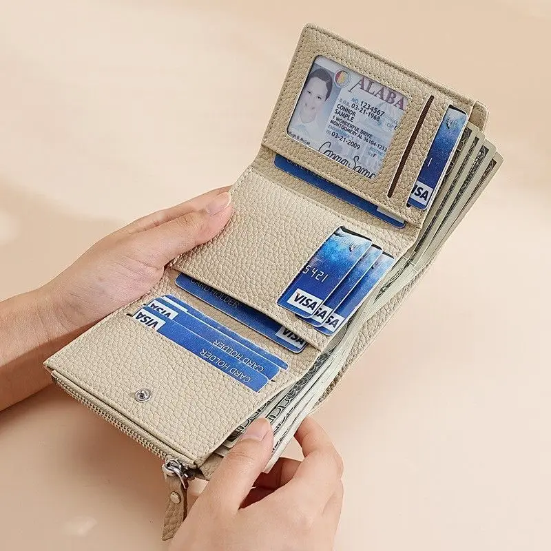 Women's RFID Blocking Trifold Wallet - Secure PU Leather with Multi-Card Slots & Zipper Coin Pocket
