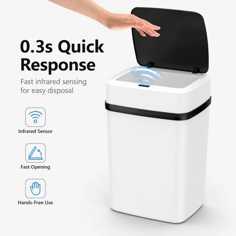  13L Intelligent Sensor Trash Can - Suitable for Home, Bedroom, Bathroom, Odor-proof for Bedroom and Living Room Trash Can 
