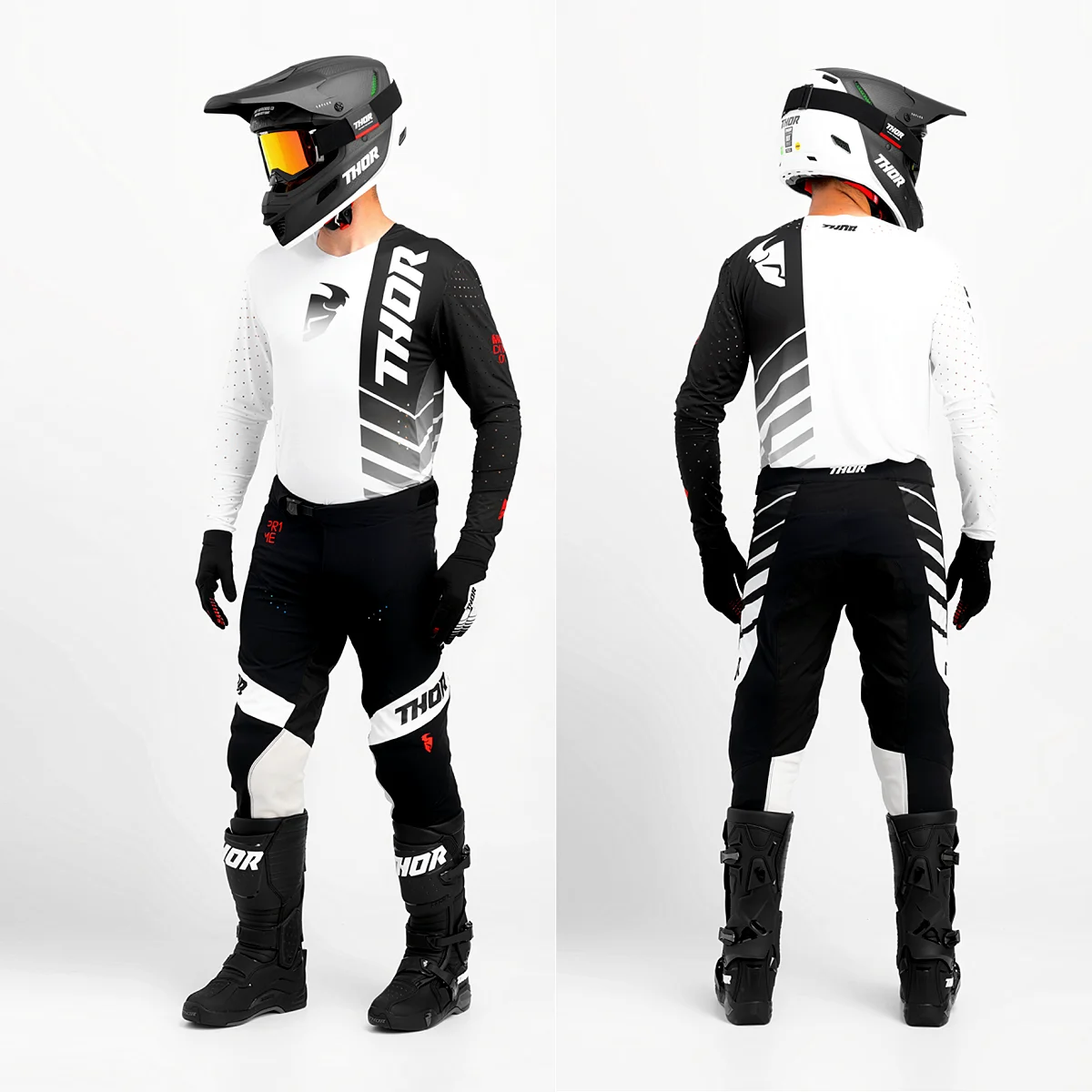 

2023 Thor Pulse Black White Motocross Combo Dirt Bike Gear Set Off Road Motorcycle mx Jersey Set