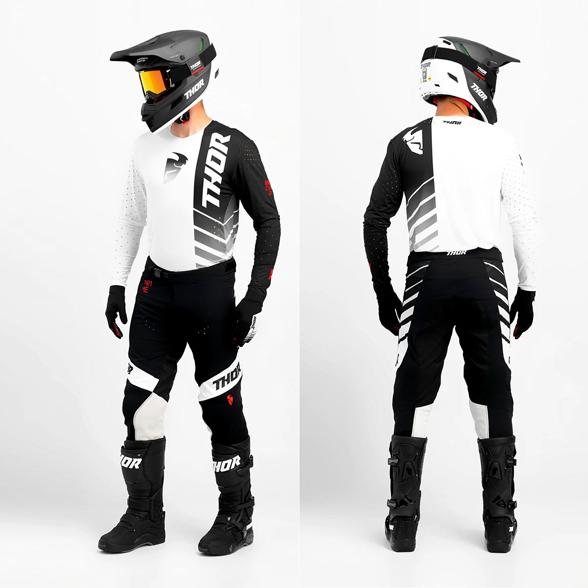2023 Thor Pulse Black White Motocross Combo Dirt Bike Gear Set Off Road Moto Mx Jersey Set
