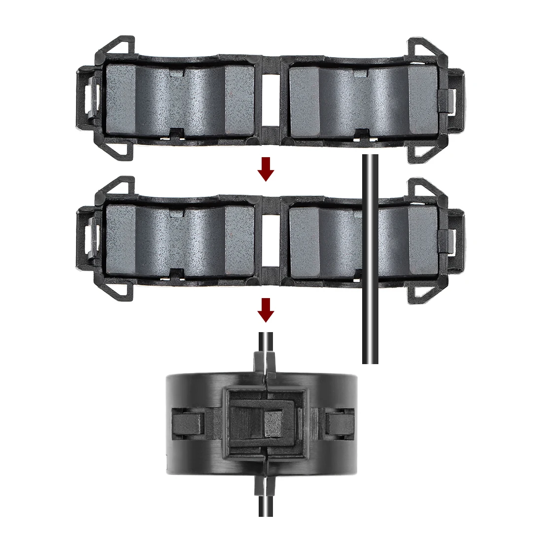 10pcs 15mm Ferrite Cores Ring Clip-On RFI EMI Noise Suppression Filter Cable Clip Black For Power Cord Audio Cables Data Cable Cable Clip Cable Clamp Cable Filter Cable Noise Suppressor