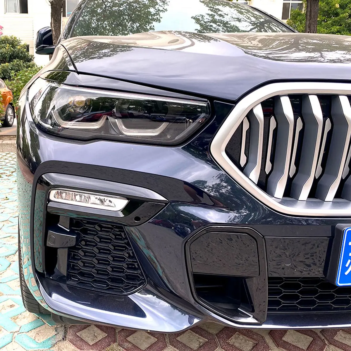 For BMW- X5 G05 X6 G06 2019 2020 2021 2022 Bright Black Front Headlight Lamp Cover Strip Eyebrow Trim Sticker