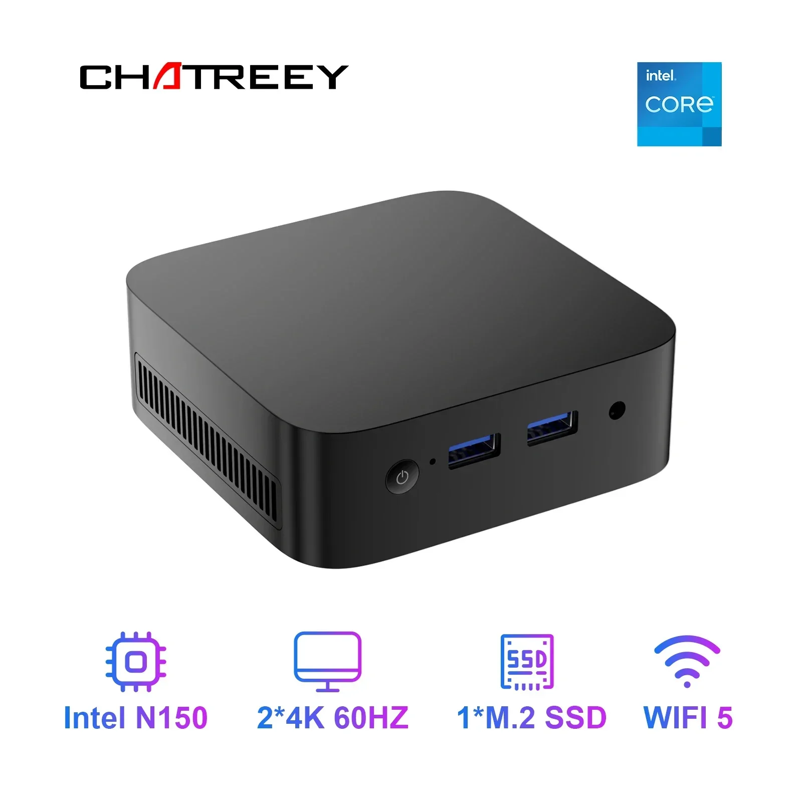 Mini PC T10 Intel Twin Lake N150 con Windows 11, computadora de bolsillo ultra pequeña, doble SSD, salida RGB 4K a 60 Hz