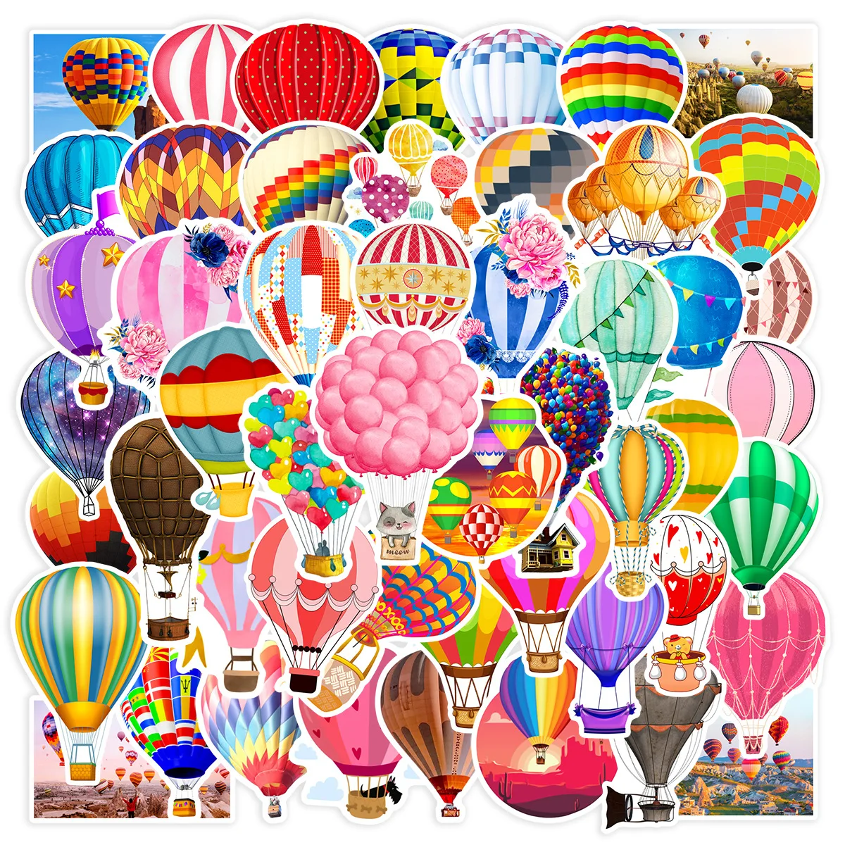 10/30/50pcs Cartoon bunte Heißluft ballon Aufkleber Graffiti iPad Computer DIY Sammelalbum Wanda uf kleber Spielzeug Dekoration Großhandel