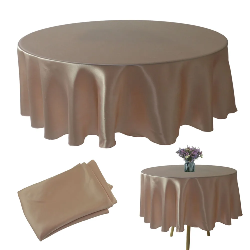 Round 71"/108" Satin Tablecloth Christmas Wedding Party Overlays