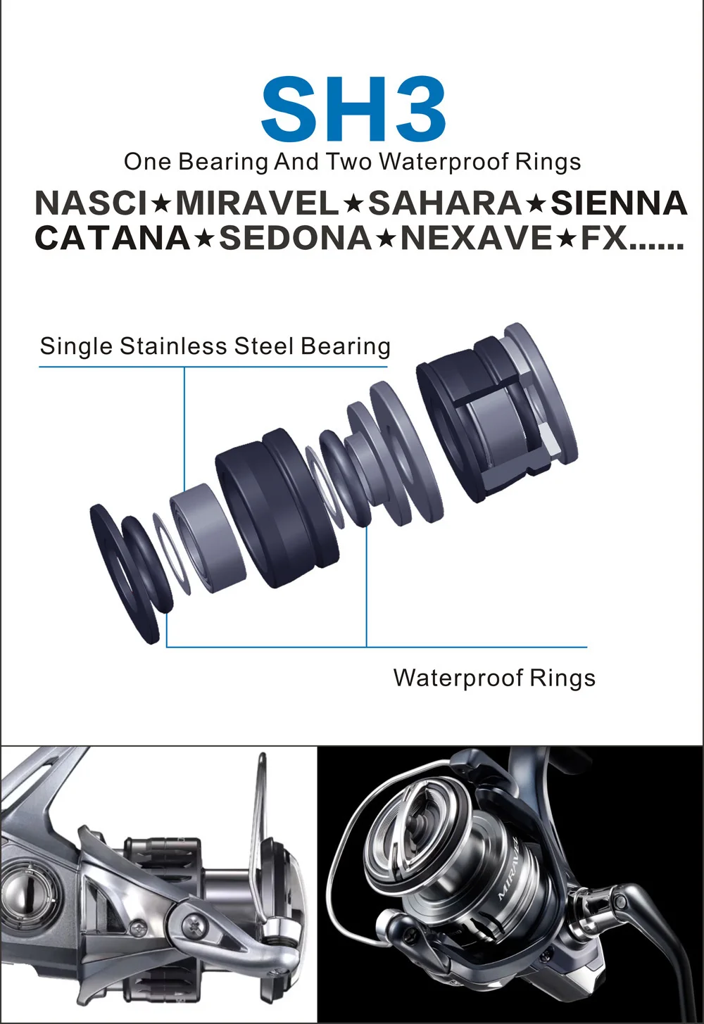 For Shimano Reel Fishing Reel Repair Kit Fishing Care Accessories Waterproof SIC Line Roller Bearing Replacement