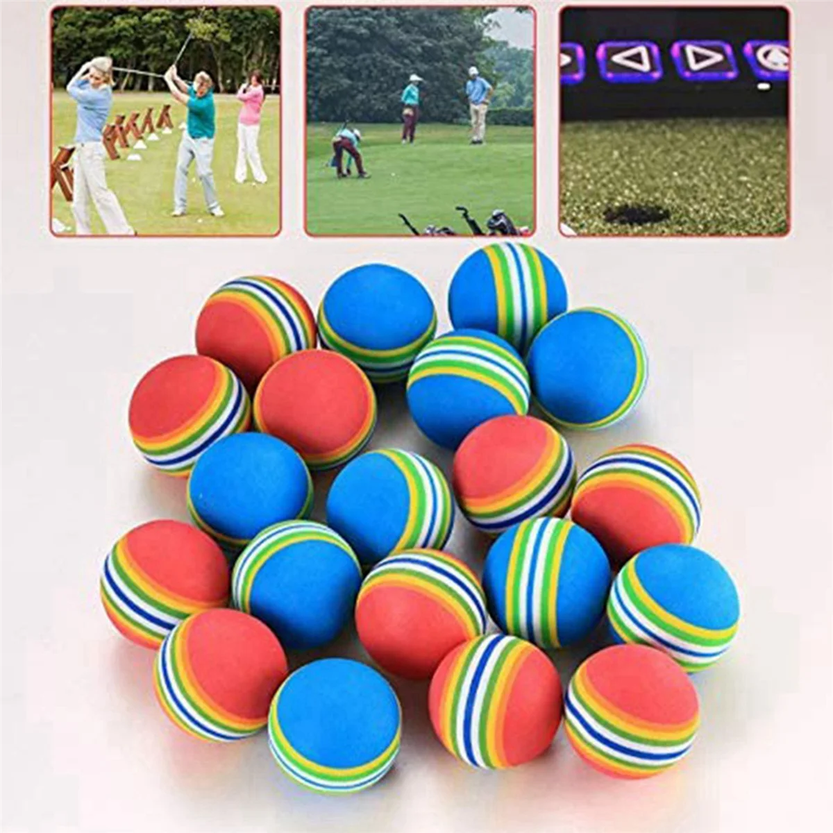 BAAU 60 Pcs Golf BallsSoft Foam Garden Golf Balls Practice Balls Sponge Rainbow for Indoor Outdoor